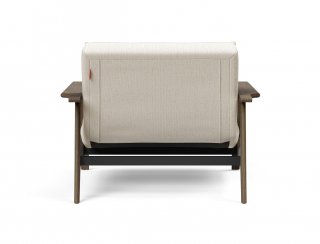 INNOVATION LIVING  Fauteuil design SPLITBACK FREJ 531 - Bouclé Off White convertible lit 90*115 cm accoudoirs chêne fumé